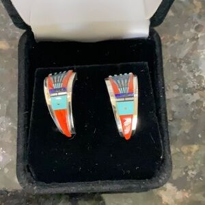 Ernest Tsosie Navajo Inlay Earrings